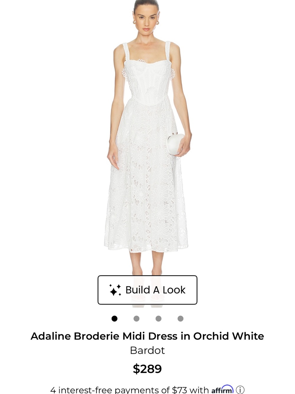 Bardot White Broderie Midi Dress